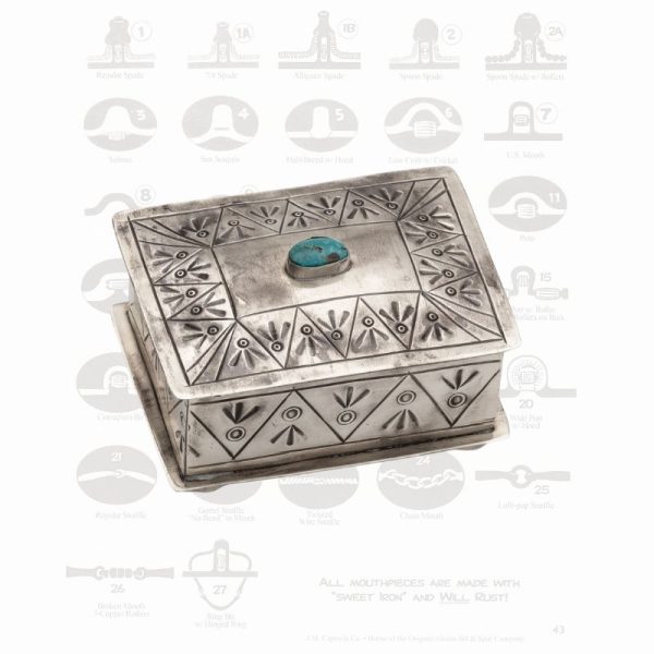 Rustic Silver Small Stamped Box with Turquoise - Image 2
