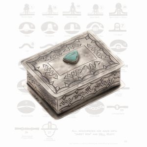 Rustic Silver Small Stamped Box with Turquoise