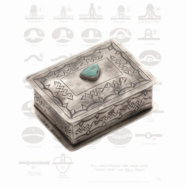 Rustic Silver Small Stamped Box with Turquoise