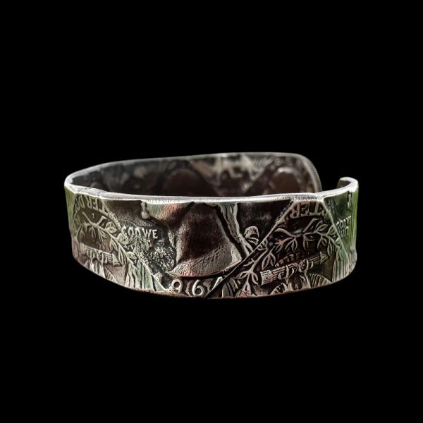 Handmade Sterling Cuff Bracelet – Silver Quarters Mosaic - Image 4