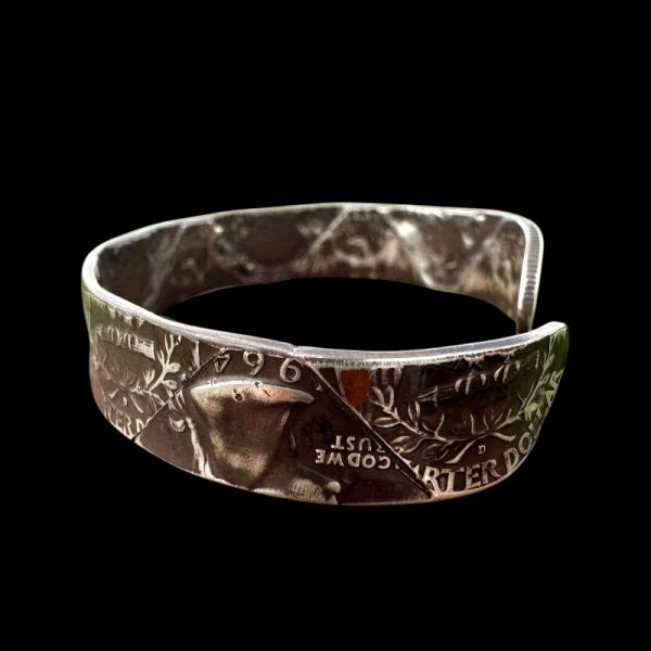 Handmade Sterling Cuff Bracelet – Silver Quarters Mosaic - Image 3