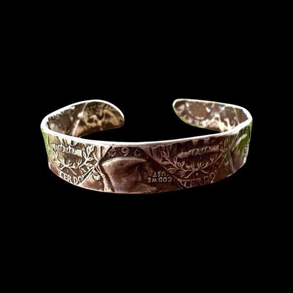 Handmade Sterling Cuff Bracelet – Silver Quarters Mosaic - Image 2
