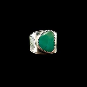 Engraved Sterling Silver Ring with Nevada Turquoise