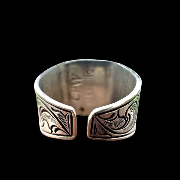 Engraved Sterling Silver Ring with Nevada Turquoise - Image 3