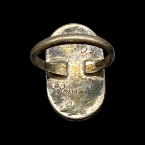Signed Zuni Romancito Turquoise & Mother of Pearl Inlay Ring - Image 2