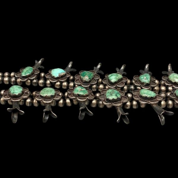 Vintage Navajo Turquoise Squash Blossom Necklace - Image 2