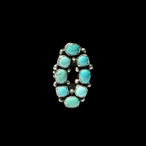 Sterling Silver & Turquoise Cluster Ring – Signed Paul Livingston