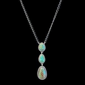 Lariat-Style 3-Stone Turquoise Necklace