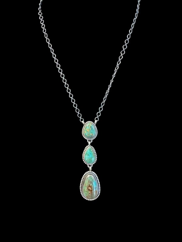 Lariat-Style 3-Stone Turquoise Necklace