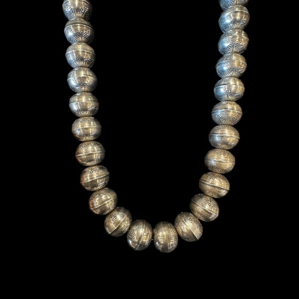 Stamped Sterling Silver Bench Bead Necklace - Image 3