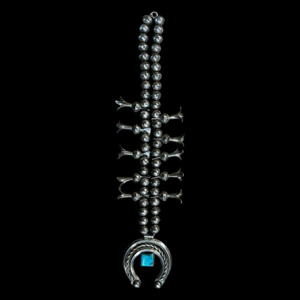 1950s Navajo Turquoise and Sterling Silver Squash Blossom - Image 5