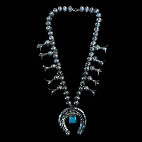 1950s Navajo Turquoise and Sterling Silver Squash Blossom