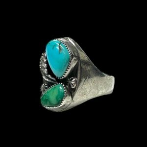 Vintage Sterling Silver Two-Stone Turquoise Ring