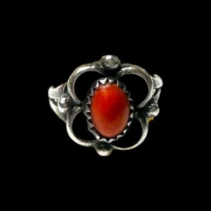 Vintage Sterling Silver Coral Ring