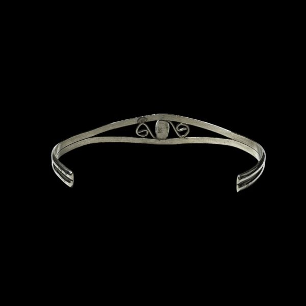 Delicate Sterling Silver Stacking Cuff with Natural Turquoise - Image 2