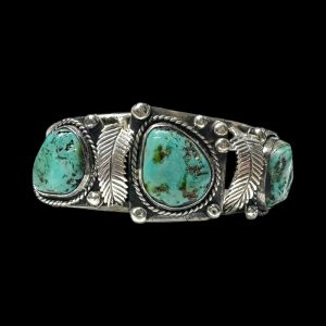 Vintage Three-Stone Turquoise Cuff Bracelet