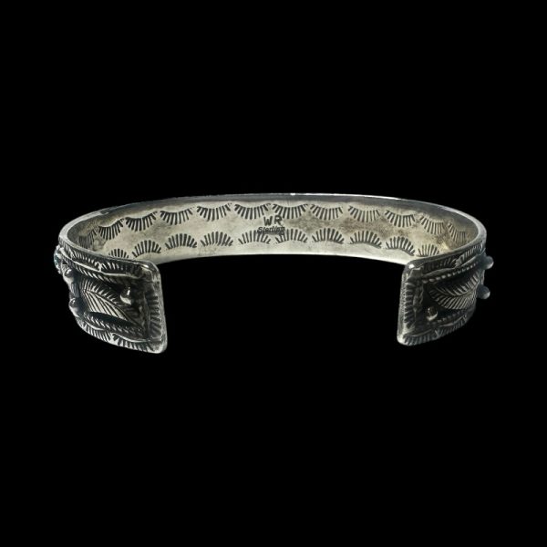 Vintage Sterling Silver Turquoise & Coral Cuff Bracelet - Image 2
