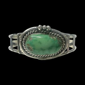 Vintage Navajo Sterling Silver Bracelet with Green Turquoise