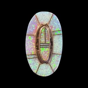 Signed Vintage Oval Opal Inlay Ring
