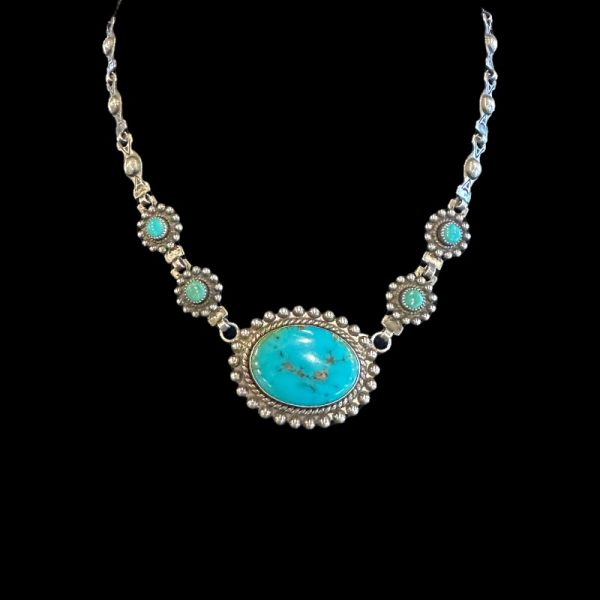 1940s Fred Harvey Era Turquoise & Sterling Silver Choker Necklace