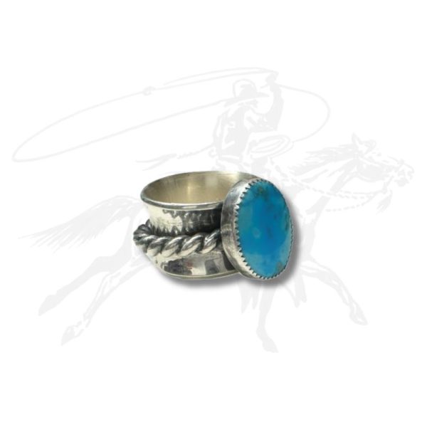 Handcrafted White Water Turquoise Ring - Image 3