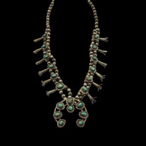 Vintage Navajo Sterling Silver Squash Blossom Necklace