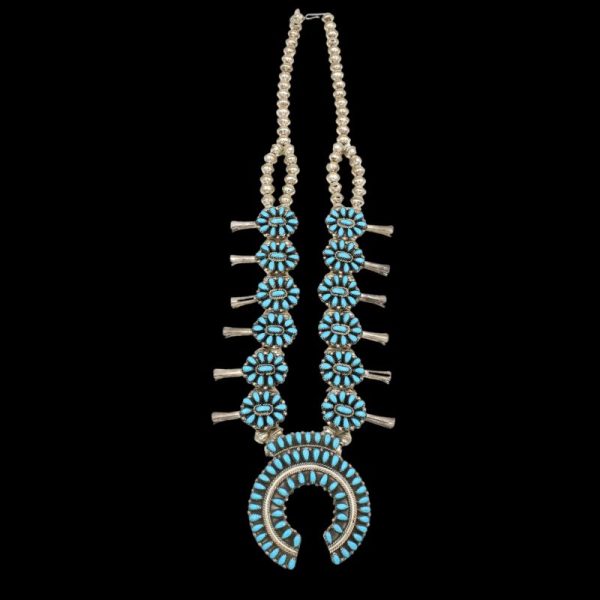 Navajo Petit Point Squash Blossom Necklace by Benjamin James - Image 4
