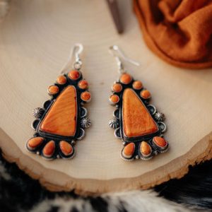 Tyler Brown Spiny Oyster and Sterling Silver Earrings