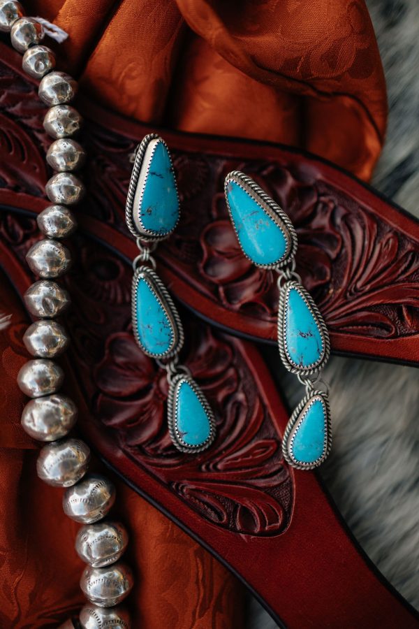 6-Stone Turquoise Drop Earrings - Image 2