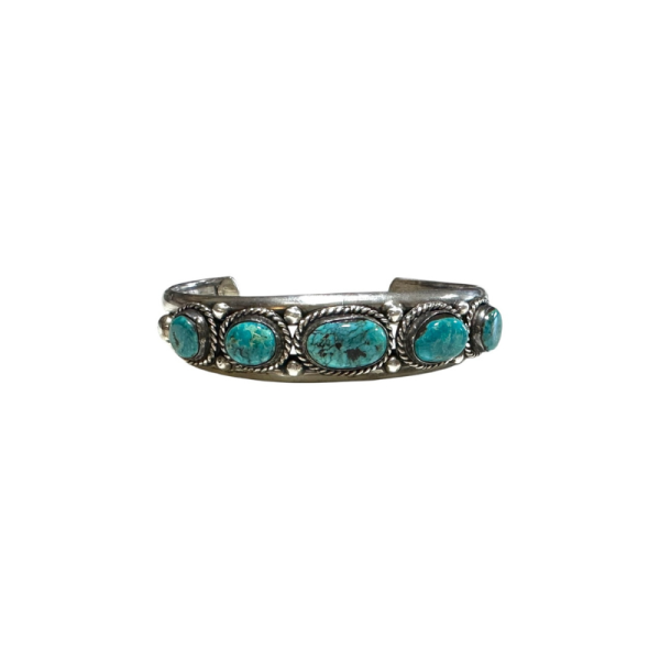 Five-Stone Turquoise Cuff Bracelet - Image 3