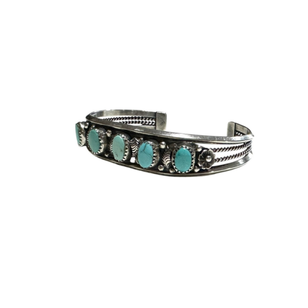 Vintage Navajo Five-Stone Turquoise Cuff by Ida M. - Image 2
