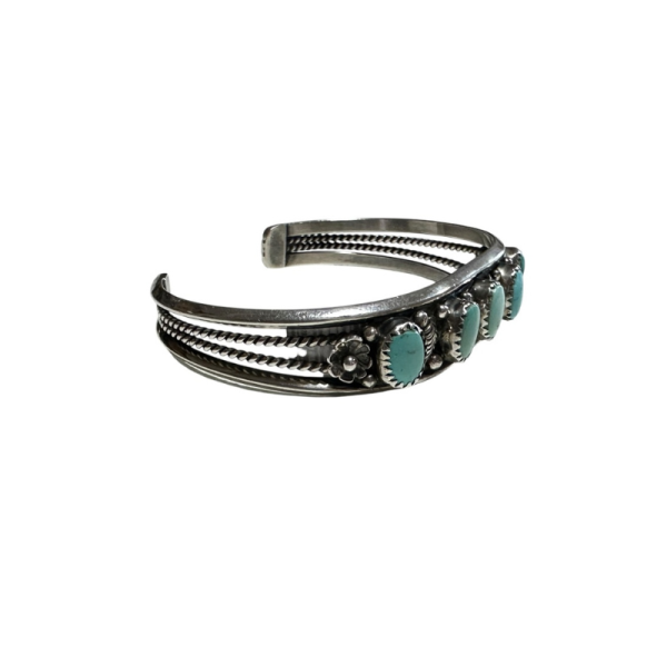 Vintage Navajo Five-Stone Turquoise Cuff by Ida M. - Image 3