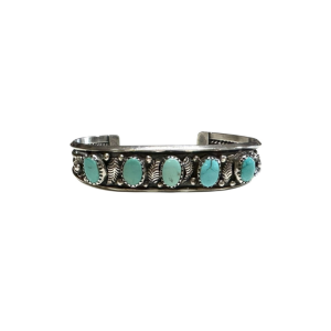 Vintage Navajo Five-Stone Turquoise Cuff by Ida M.