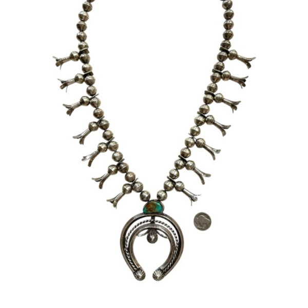 Vintage 1960s–1970s Southwest Sterling Silver Squash Blossom Necklace