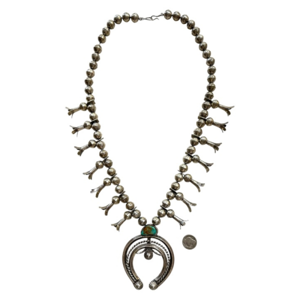 Vintage 1960s–1970s Southwest Sterling Silver Squash Blossom Necklace - Image 2