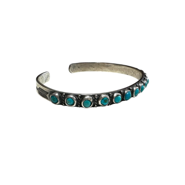 Snake Eye Turquoise Row Cuff Bracelet - Image 4