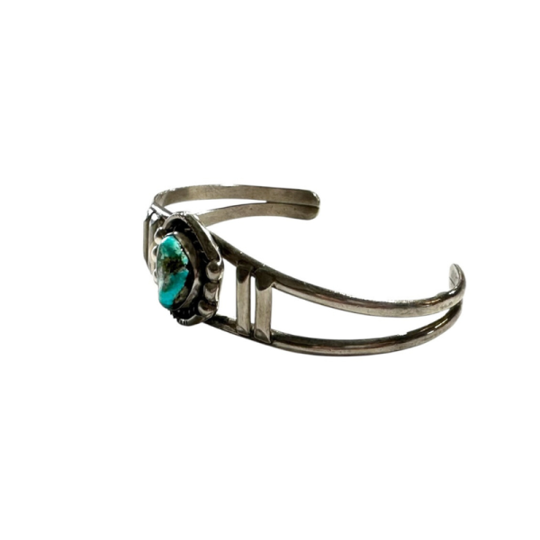 Vintage Sterling Silver Turquoise Cuff - Image 2