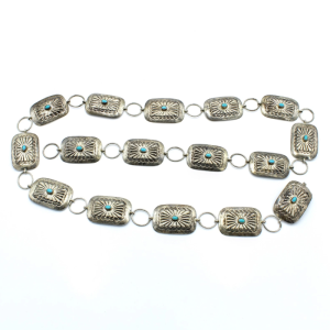 Vintage Sterling Silver & Turquoise Concho Belt