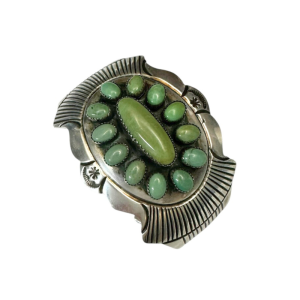 James Shay Sterling Silver Green Turquoise Cluster Cuff