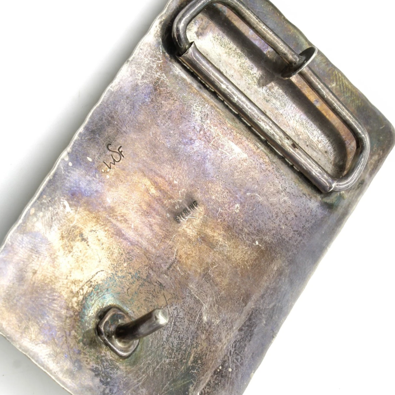Sterling Silver Turquoise Belt Buckle by WSF (Navajo) - Image 2