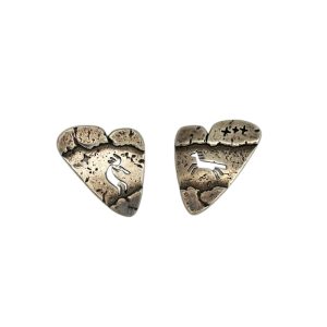 Vintage Sterling Silver Petroglyph Earrings