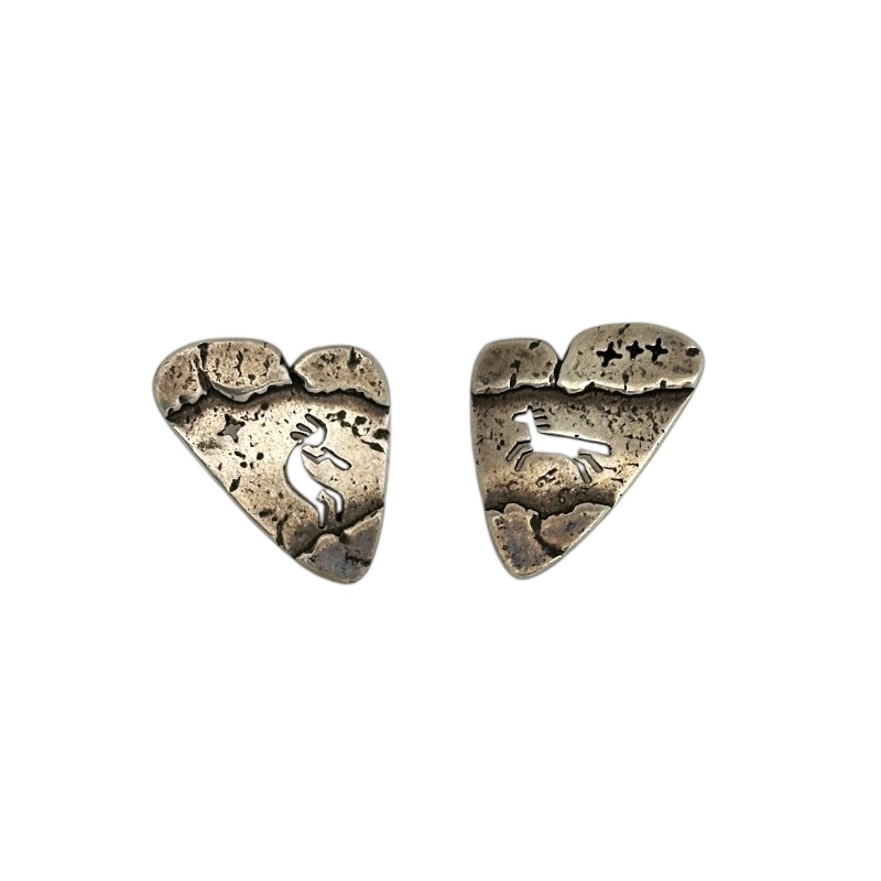 Vintage Sterling Silver Petroglyph Earrings