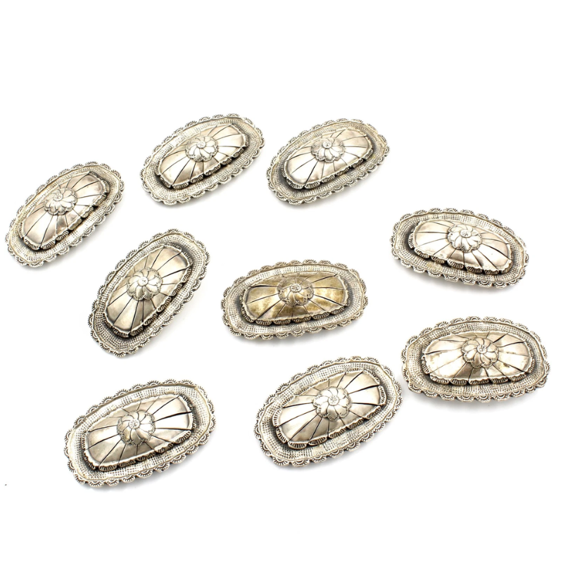 Sterling Silver Concho Belt by Tom Willeto (Navajo) - Image 2