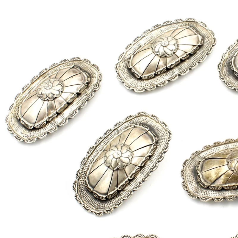 Sterling Silver Concho Belt by Tom Willeto (Navajo) - Image 4