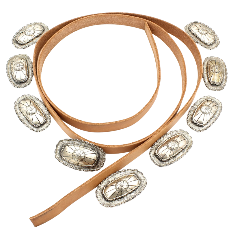 Sterling Silver Concho Belt by Tom Willeto (Navajo)