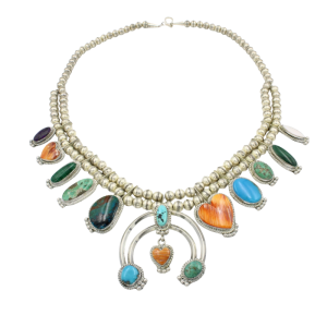 Sterling Silver Multi-Stone Naja Necklace | Signed “NP”