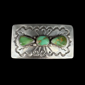 Arthur Sterling Silver Green Turquoise Belt Buckle