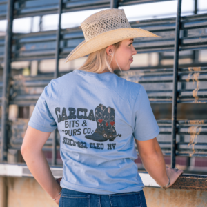 Blue Garcia Bits and Spurs Boots tee JM Capriola