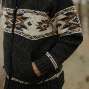 Charleston sweater jacket black pocket cuff detail